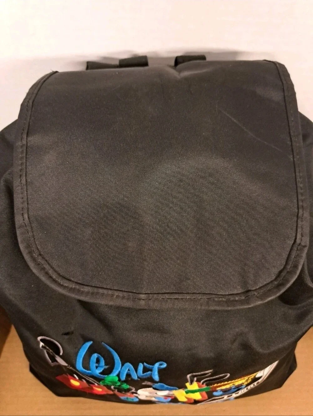 Vintage Large Walt Disney World  Back Pack  Embroidered Black  Nylon